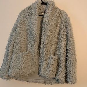 Gray teddy jacket with pockets